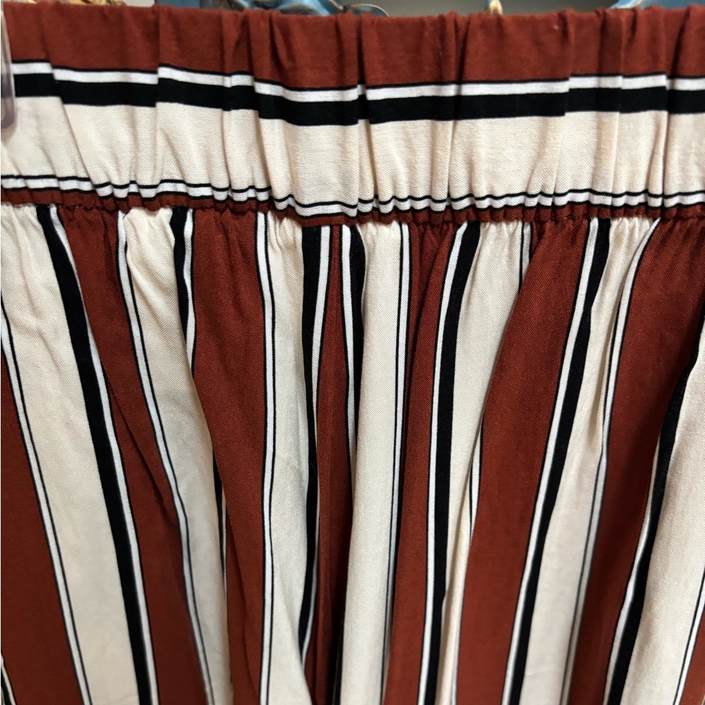 H&M Brown and White Striped Wide Leg Cropped Pants Size 10 Relaxed Fit Hi-Rise - Picture 5 of 8
